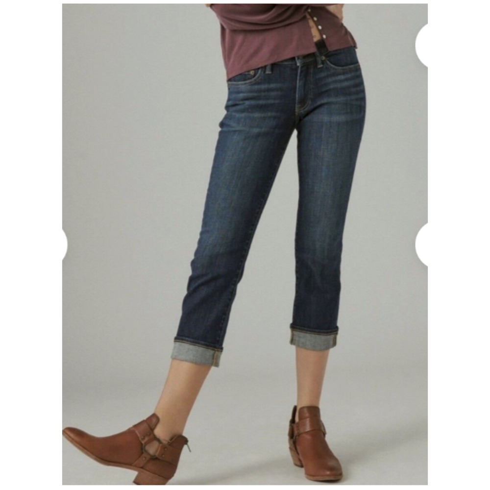 Lucky Brand Women Sweet Crop Mid Rise Stretch Straight Leg Denim Jeans Size 6/28
